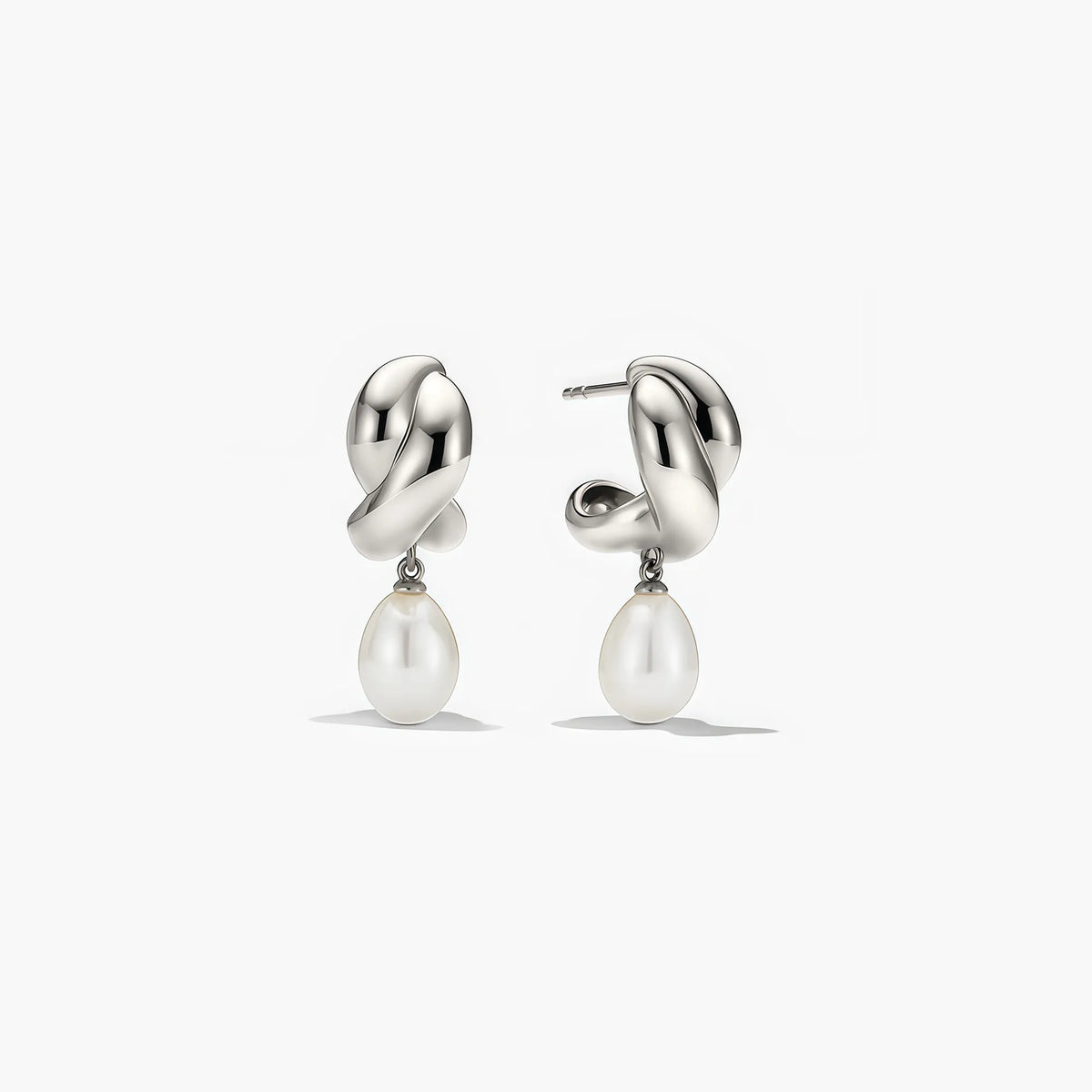 Dome brioche pearl drop earring